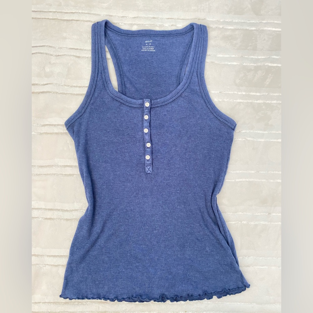 Aerie navy blue button tank top size m